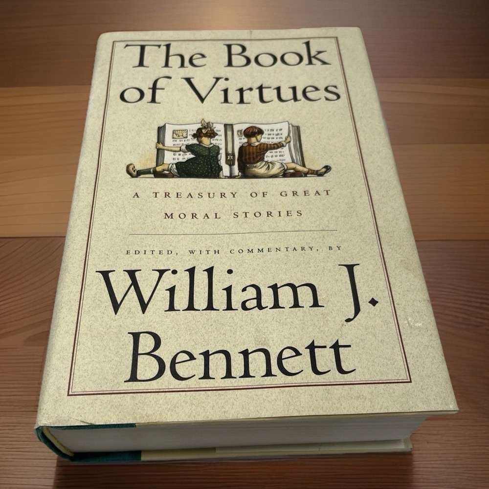 Book of Virtues by William J. Bennett (1993, Hardcover) Dust Jacket Vintage